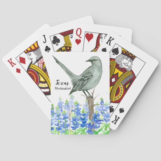 Jeu De Cartes Bluebonnets Mockingbird State Bird du Texas (dos)