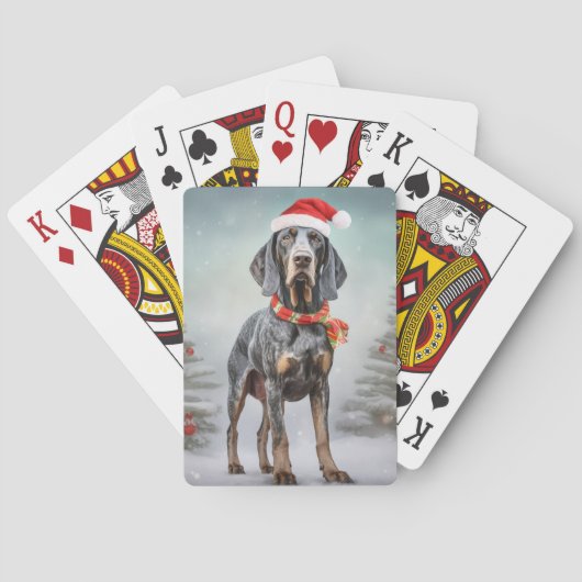 Jeu De Cartes Bluetick Coonhound Dog en Noël de neige (dos)