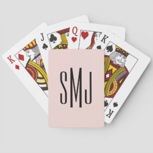 Jeu De Cartes Blush et Monogramme à Trois Lettres Noir