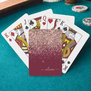 Jeu De Cartes Blush Rose Gold Fard à Joues Rose Paillettes Monog