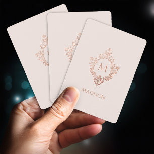 Jeu De Cartes Blush Rose Gold Monogram Crête Vintage Nom