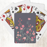 Jeu De Cartes Boho floral foncé<br><div class="desc">Art bohème moderne. Joli boho lâche peinture florale rose sur un arrière - plan gris foncé. Art original de Nic Squirrell.</div>