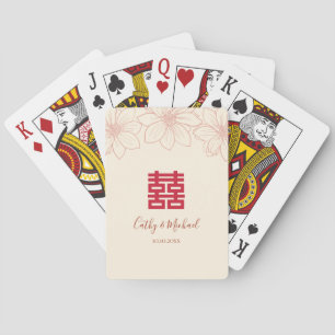Jeu De Cartes Boho rouge et beige floral mariage chinois