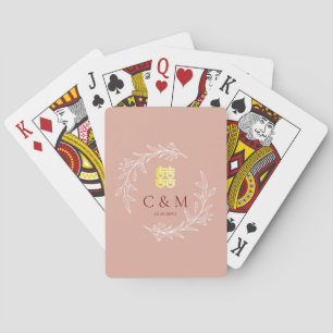 Jeu De Cartes Boho teintée feuille rose wreath moderne mariage c