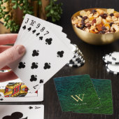 Jeu De Cartes Boho Vert Botanique Or Monogramme Nom (In Situ)