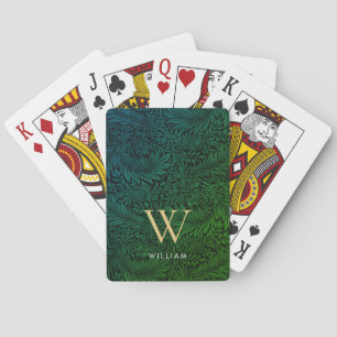 Jeu De Cartes Boho Vert Botanique Or Monogramme Nom
