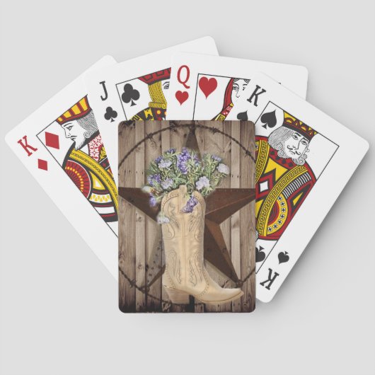 Jeu De Cartes bois de grange rustique fleur sauvage occidentale  (dos)