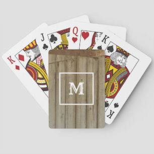 Jeu De Cartes Bois rustique, Monogramme, Ouest