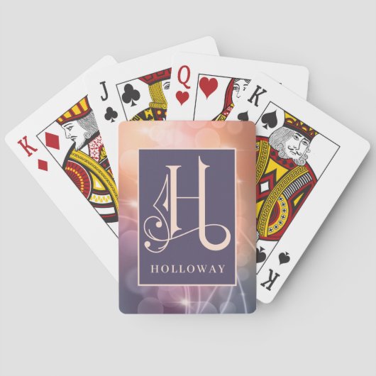 Jeu De Cartes Bokeh Arrière - plan H Monogram, Personnaliser le  (dos)