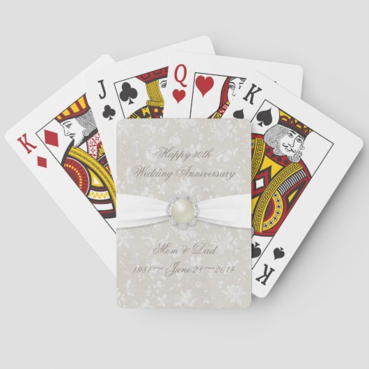 Jeu De Cartes Bold Damask 30e anniversaire de Mariage (dos)