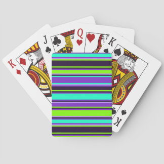 Jeu De Cartes Bold Purple, Aqua & Chartreuse Striped Poker Cards
