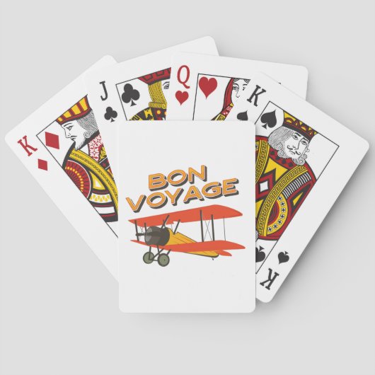 Jeu De Cartes Bon Voyage Biplane Avion Vintage (dos)