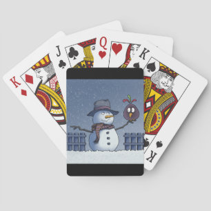 Jeu De Cartes Bonhomme de neige avec oiseau