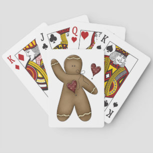 Jeu De Cartes Bonhomme en pain d'épices agitant avec des cœurs à