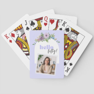 Jeu De Cartes Bonjour (année personnalisée) - Florales pourpres 