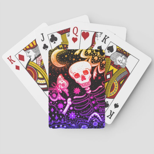 JEU DE CARTES BONNES DANS LE SKELETON DE JARDIN, LUNE D'ART FOLK (dos)