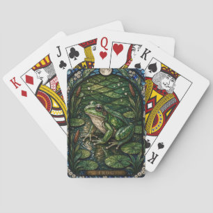 Jeu De Cartes Bord de Mare de Grenouilles Verre Peint Illumina