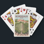 Jeu De Cartes Bordeaux France Vineyard Travel Art Vintage<br><div class="desc">Conception de voyage vectorielle rétro Bordeaux. Bordeaux,  plaque tournante de la célèbre région viticole,  est une ville portuaire sur la Garonne dans le sud-ouest de la France.</div>