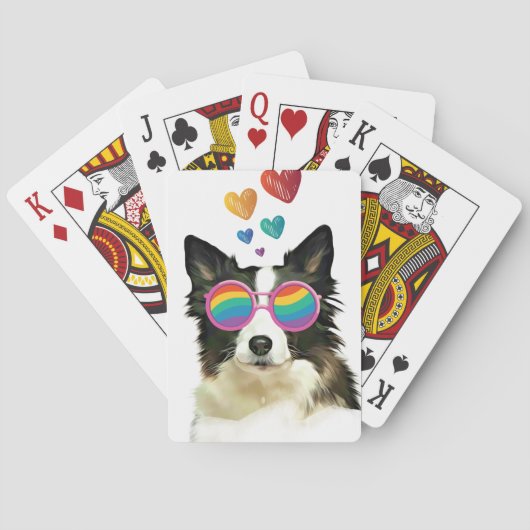 Jeu De Cartes Border Collie  Chien avec coeurs Saint-Valentin  (dos)