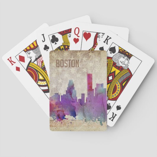 Jeu De Cartes Boston, MA | Aquarelle Ville Skyline (dos)