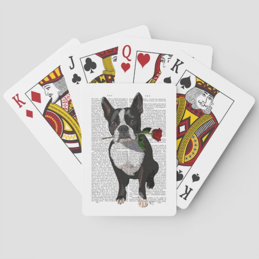 Jeu De Cartes Boston Terrier avec Rose à la bouche (dos)