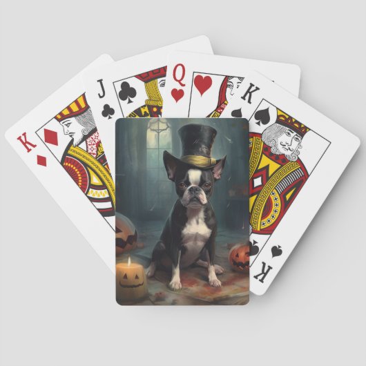 Jeu De Cartes Boston Terrier Citrouille Halloween effroi (dos)
