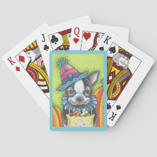 JEU DE CARTES BOSTON TERRIER HALLOWEEN CLOWN, CHIENS CARTES DE J