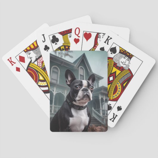 Jeu De Cartes Boston Terrier Halloween effrayant (dos)