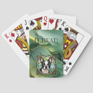 Jeu De Cartes Boston Terrier sur Green Gold Marble Jouer des car