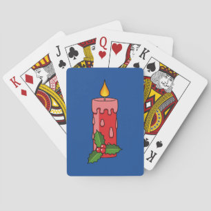 Jeu De Cartes Bougie de Pilier Rouge de Noël avec Holly