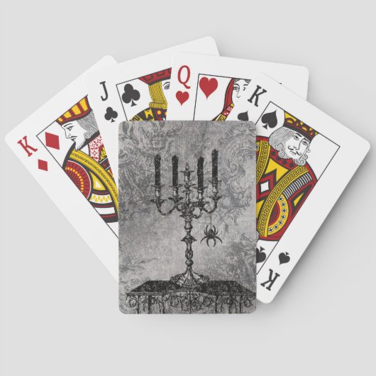 Jeu De Cartes Bougie gothique avec araignée, Halloween (dos)