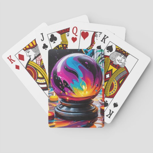 Jeu De Cartes Boule en cristal coloré (dos)