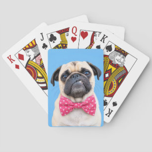 Jeu De Cartes Bouledogue portant un nœud rose