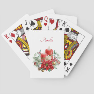 Jeu De Cartes Bouquet de bougies et Poinsettia Noël