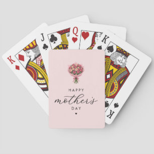 Jeu De Cartes Bouquet de fleurs roses Bonne fête des mères Éléga