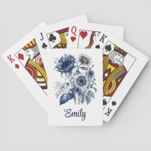 Jeu De Cartes Bouquet de tournesols de style Delft bleu et blanc