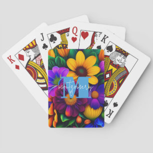 Jeu De Cartes Bouquet floral brillant Monogramme