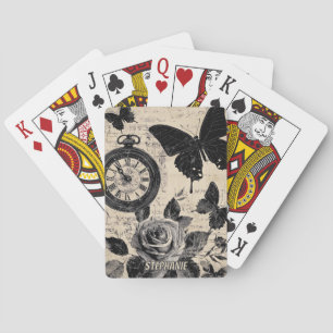 Jeu De Cartes Boussole Papillon Floral Sépia Errance