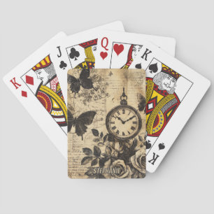 Jeu De Cartes Boussole Vintage & Papillon - Papier Rustique