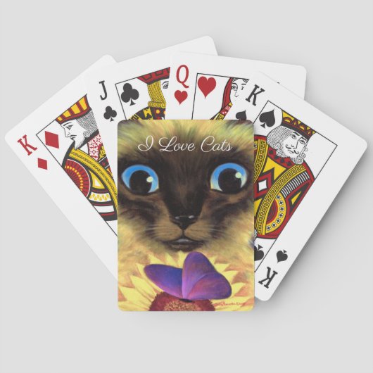 Jeu De Cartes Bouton de chat de Siamese Cute Peinture de texte p (dos)