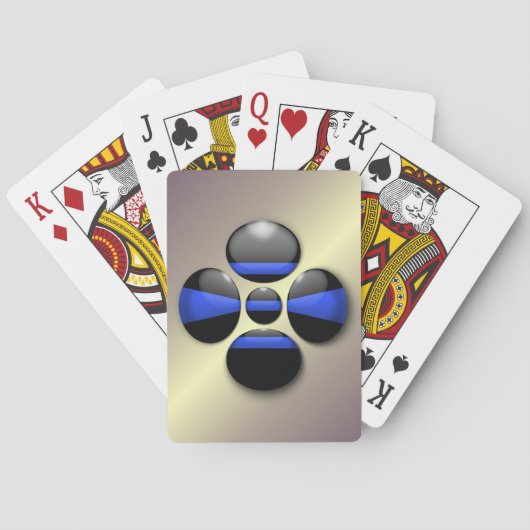 Jeu De Cartes Bouton Shamrock Ligne Bleue Mince (dos)