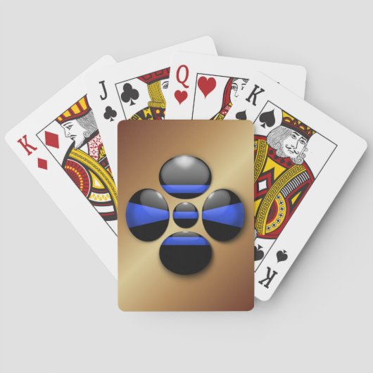 Jeu De Cartes Bouton Shamrock Ligne Bleue Mince (dos)