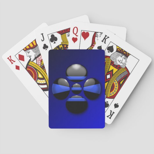 Jeu De Cartes Boutons Ligne Bleue Mince (dos)