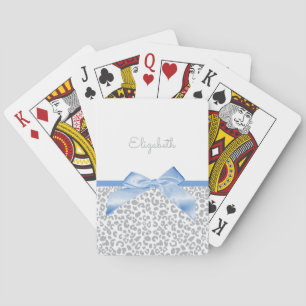 Jeu De Cartes Bow bleu clair avec Empreinte de léopard tendance 