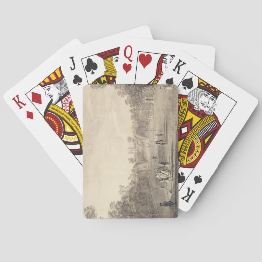 Jeu De Cartes Bowling Green chez Claremont, 1738 (gravure) (dos)