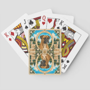 Jeu De Cartes Boxer, Art du Chien à l'Aquarelle Vintage