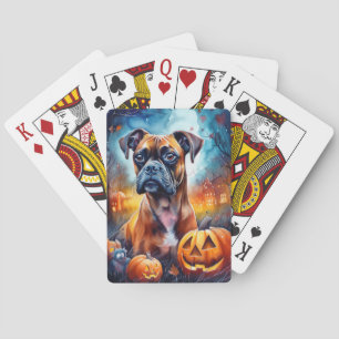 Jeu De Cartes Boxer d'Halloween avec citrouilles effrayant