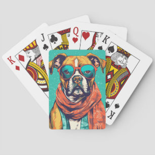 Jeu De Cartes Boxer Dog Pop Art - Amoureux de les chiens amusant