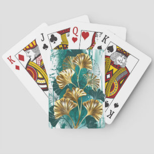 Jeu De Cartes Branche avec Feuilles d'or Ginko Biloba
