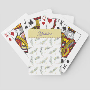 Jeu De Cartes Branche d'olive vert sauge Nom personnalisé